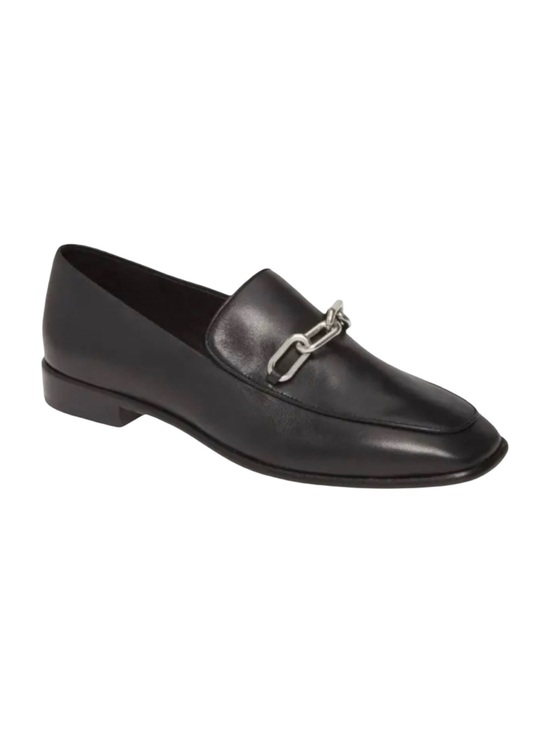 rag & bone Shoes - RAG & BONE Aslen Black Leather Loafer With Silver Chain Detail Square Toe Sz 40